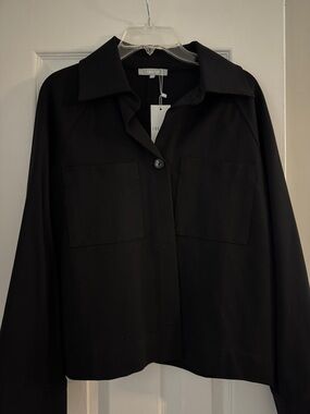 Fun2fun boutique Cropped Black Button-Front Shirt Jacket